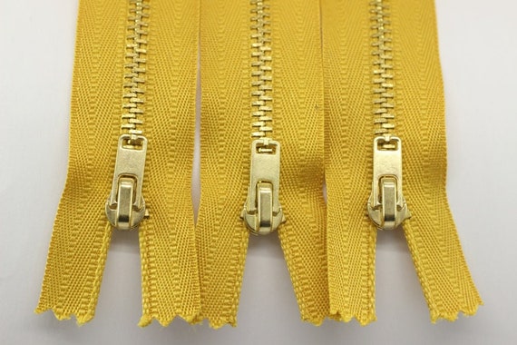 5 Pcs melon Orange Metal zippers with Gold brass teeth, 18-100cm  (7-40inches) zipper, Jean Zipper, dress zipper, lightweight zipper, MTZF
