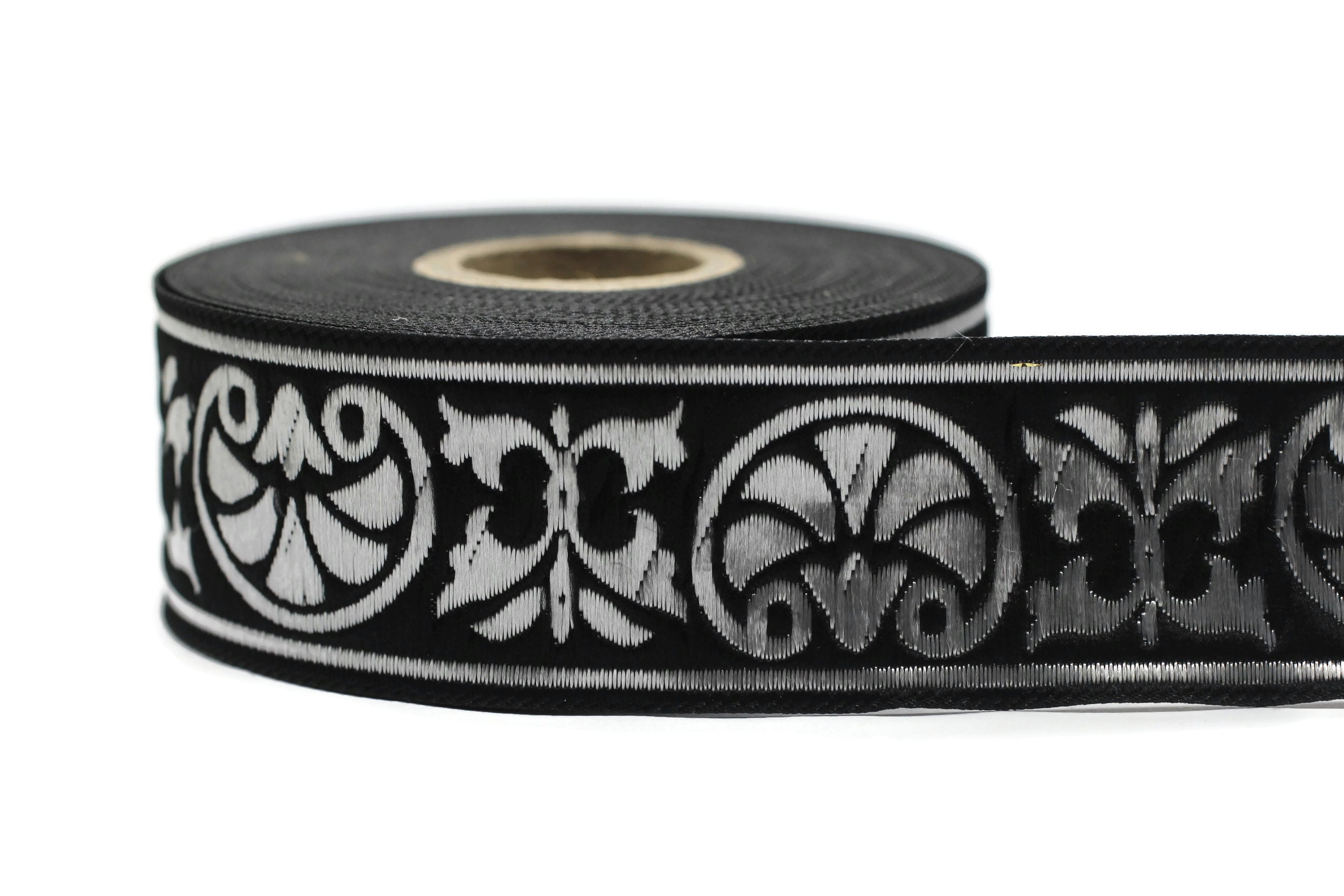 Produktbild von Jacquard-Band 35 Mm, 10 M, Bordeaux-Gold, Polyester, Für Nähen & Deko