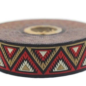 25 mm Red Chevron Jacquard ribbon (0.98 inches), Decorative ribbon, Craft Ribbon, Jacquard trim, woven ribbon, costume ribbon, 25915