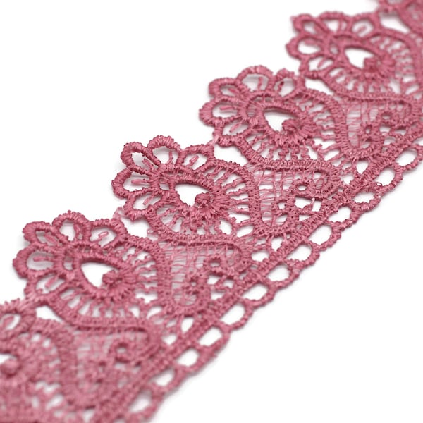 40 mm 8 Meters Watermelon Guipure Lace Trim | 1.57 Inches Wide | Floral Lace Trim | Bridal Lace | Pink Lace | Guipure Lace TRM40