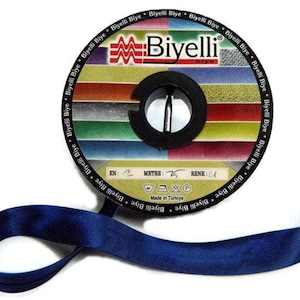 20 mm Dark Blue Bias, Satin bias tape,  bias binding, trim (0.78 inches), Bias Binding, Bia, Tape, Tapes, bias tape fold