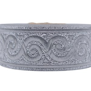 35 mm Silver Elegance Jacquard trim (1.37 inches), Jacquard ribbons, woven trim, jacquard trims, sewing tirim, trimming, 35061