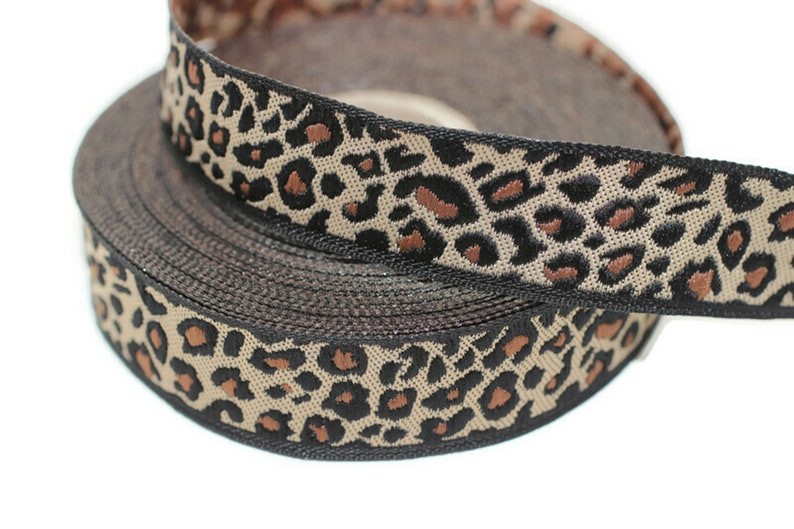 20 mm Leopard ribbons, Jacquard ribbons, ribbon trims, collar supplies, Ribbon for skirts, ribbon for pants, sewing trimming, BNKL