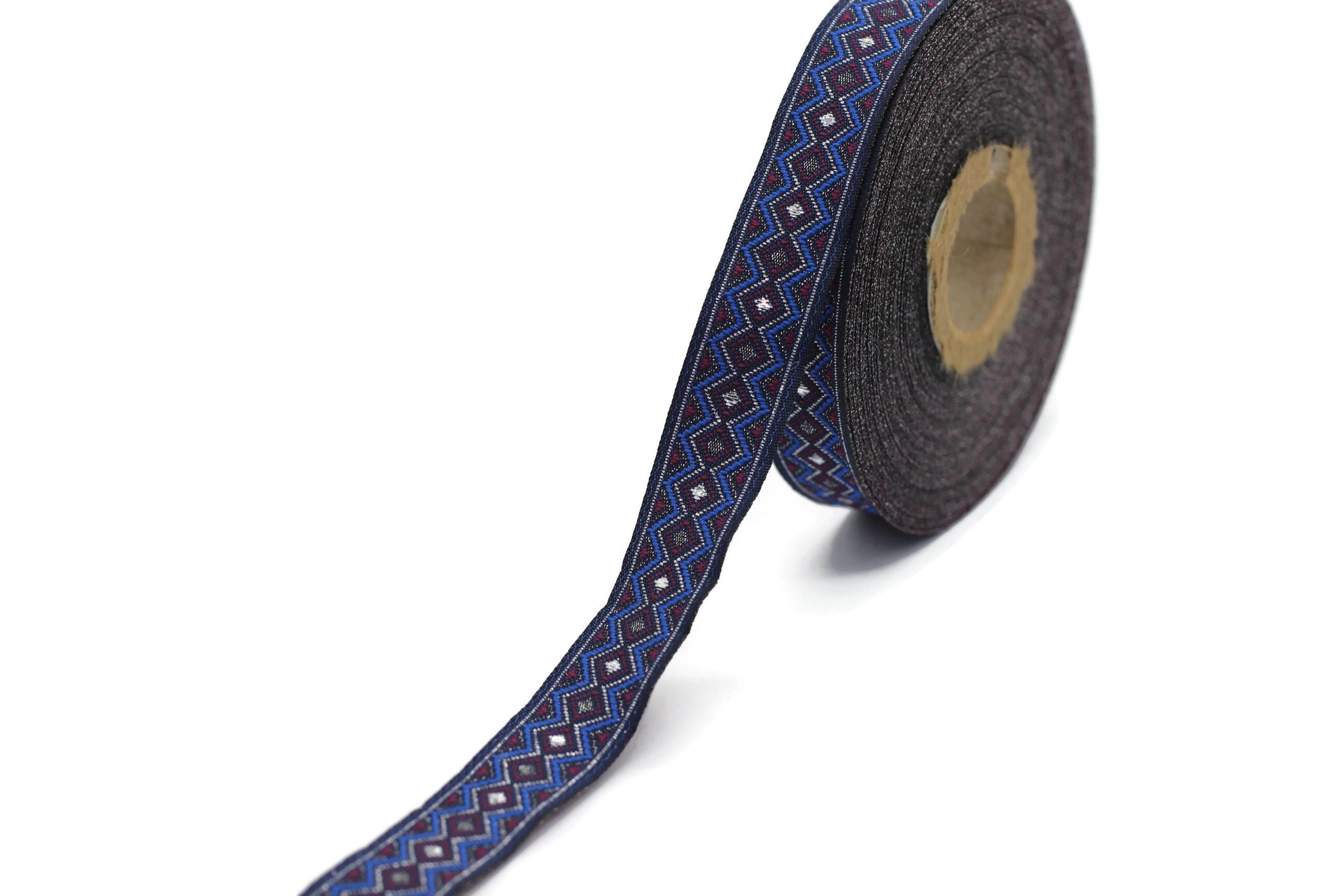 Triangle Shape Ribbons 15 Mm Blue&purple Triangle Motive Jacquard Ribbon, (0.59 Inches ...