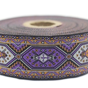 35 mm Purple Woven Jacquard ribbons (1.37 inches, jacquard trim, Decorative Craft Ribbon, Sewing trim, woven trim, embroidered ribbon, 35588