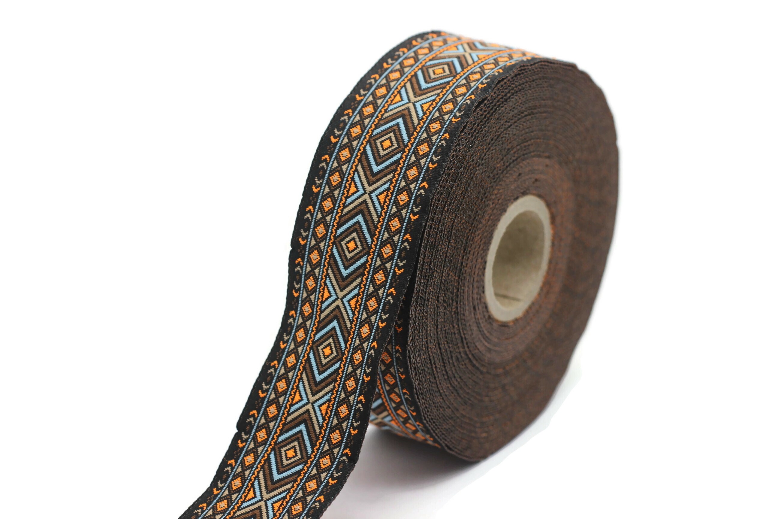 35 Mm Blue&orange African Motif Ribbon (1.37 Inches), Vintage Jacquard ...