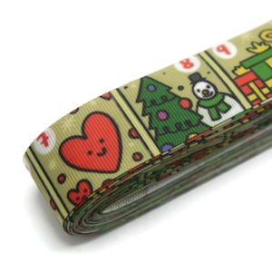 25 mm kerstgrosgrainlint - groothandel lint op maat geknipt, stevige grosgrainstrikken, haarstrik, haarstrikbenodigdheden CHRS