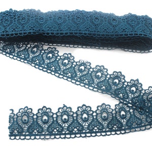 40 mm 8 Meters Blue Guipure Lace Trim 1.57 Inches Wide Floral Lace Trim Bridal Lace Blue Lace Guipure Lace TRM40 image 2