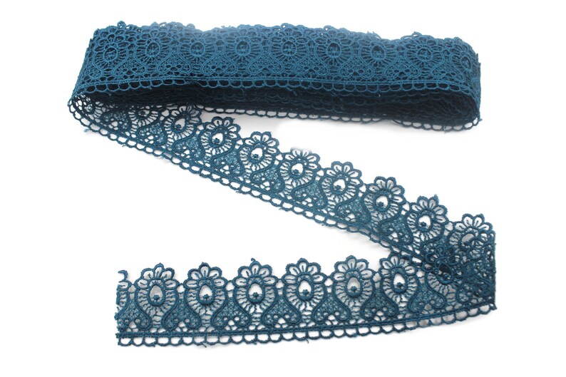 40 mm 8 Meters Blue Guipure Lace Trim 1.57 Inches Wide Floral Lace Trim Bridal Lace Blue Lace Guipure Lace TRM40 image 2