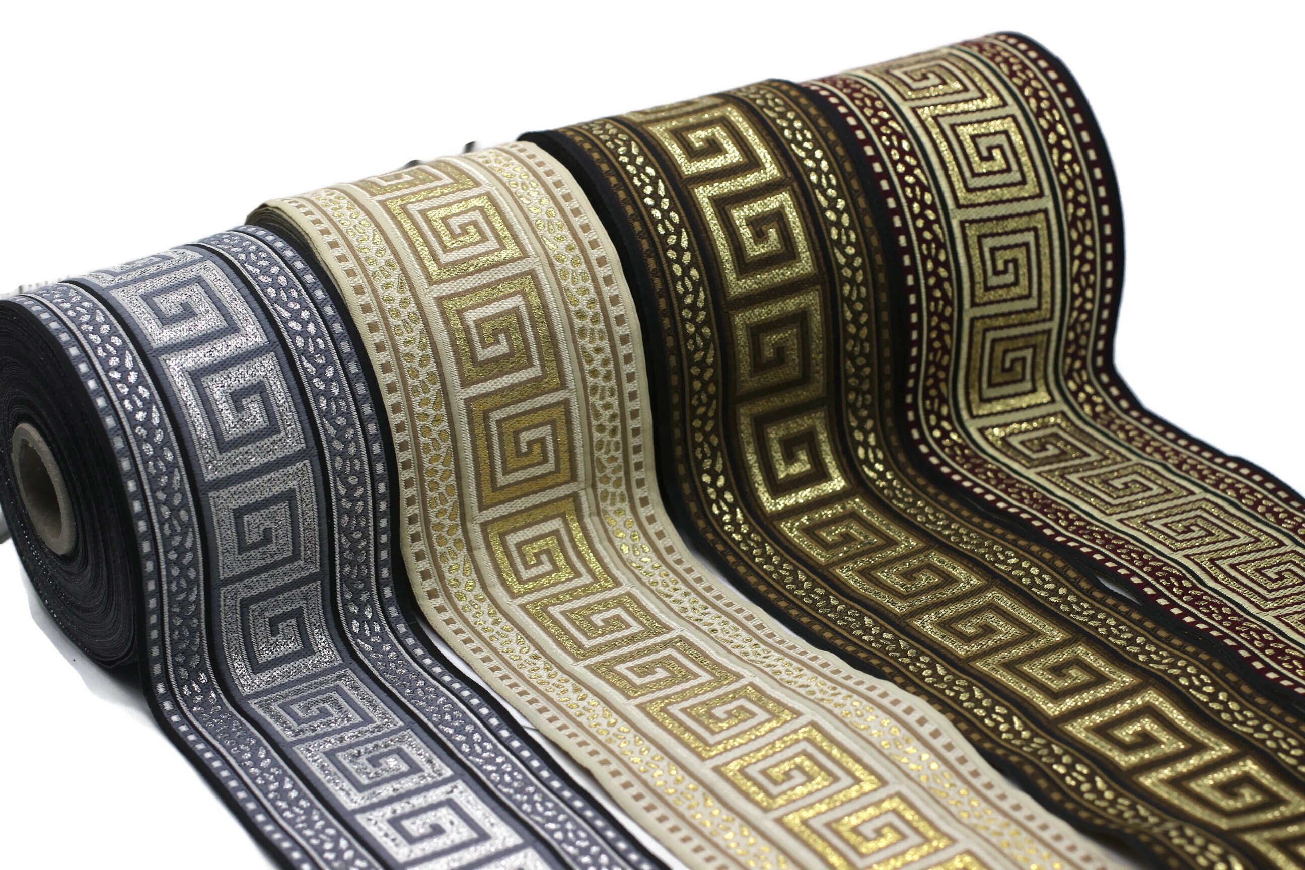 Jacquard-Band Mit Griechischem Muster – 3,8 Yard Lang, 10 Cm Breit, Für DIY & Dekoration