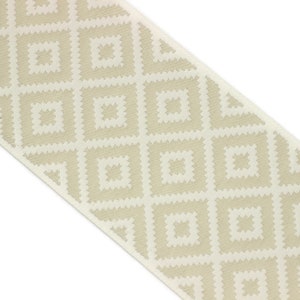 100mm Cream&White Mosaic Ribbon for Drapery Banding (3.93 inch), Jacquard Trim, Drapery Banding Tape, Curtain Making Fabric Drape 194 V1