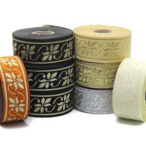 35 mm Celtic Violets 1.37 (inch) | Celtic Ribbon | Embroidered Woven Ribbon | Jacquard Ribbon | 35mm Wide | 35084