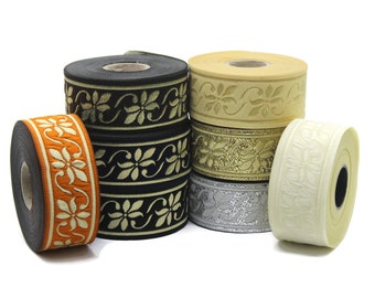 35 mm Celtic Violets 1.37 (inch) | Celtic Ribbon | Embroidered Woven Ribbon | Jacquard Ribbon | 35mm Wide | 35084