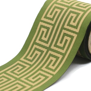 100 mm Green Elegant Greek Key Border, Curtain trims, Sewing Trim, drapery trim, Athena Chinoiserie ribbon Gimp Drapery, Home Decor 176 V13