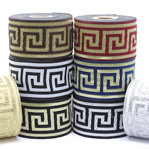 Nastro con chiave greca da 50 mm, Finiture Jacquard (1,96 pollici), Nastri vintage, Nastri decorativi, Finiture da cucito, 50062