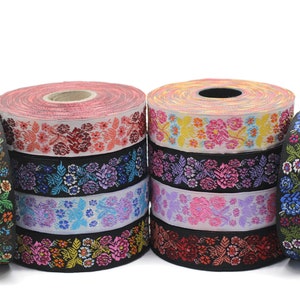 Cinta bordada floral de 22 mm, 0,86 pulgadas, Jacquard vintage, cinta floral, adorno para costura, adorno de Jacquard, cinta de Jacquard, 22097