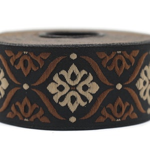 Cinta mediterránea marrón de 35 mm (1,37 pulgadas), cinta jacquard, ribete jacquard, ribetes anchos de tela, suministros para manualidades, ribete vintage, 35973