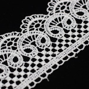 19.6 Yards Cream Bridal Guipure Lace Trim | 2.1 Inches Wide Lace Trim | Geometric Bridal Lace | French Guipure | Lace Fabric TRM53
