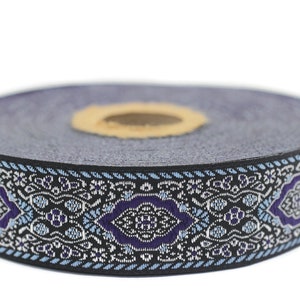 25 mm purple Medieval Motive Woven Border (0.98 inches), jacquard ribbon, Embroidered ribbon, Sewing trim, Scroll Jacquard trim, 25589