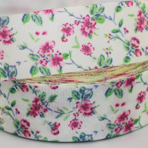 25 mm Pink Clove Printed Ribbon 0.98 inches - Floral embroidered trim - Flower trim -Multicolor Ribbon