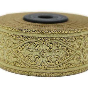 35 mm Glitter Gold Royal Celtic Heart Jacquard ribbons (1.37 inch), Jacquard trim, sewing trims, embroidered ribbons, 35068