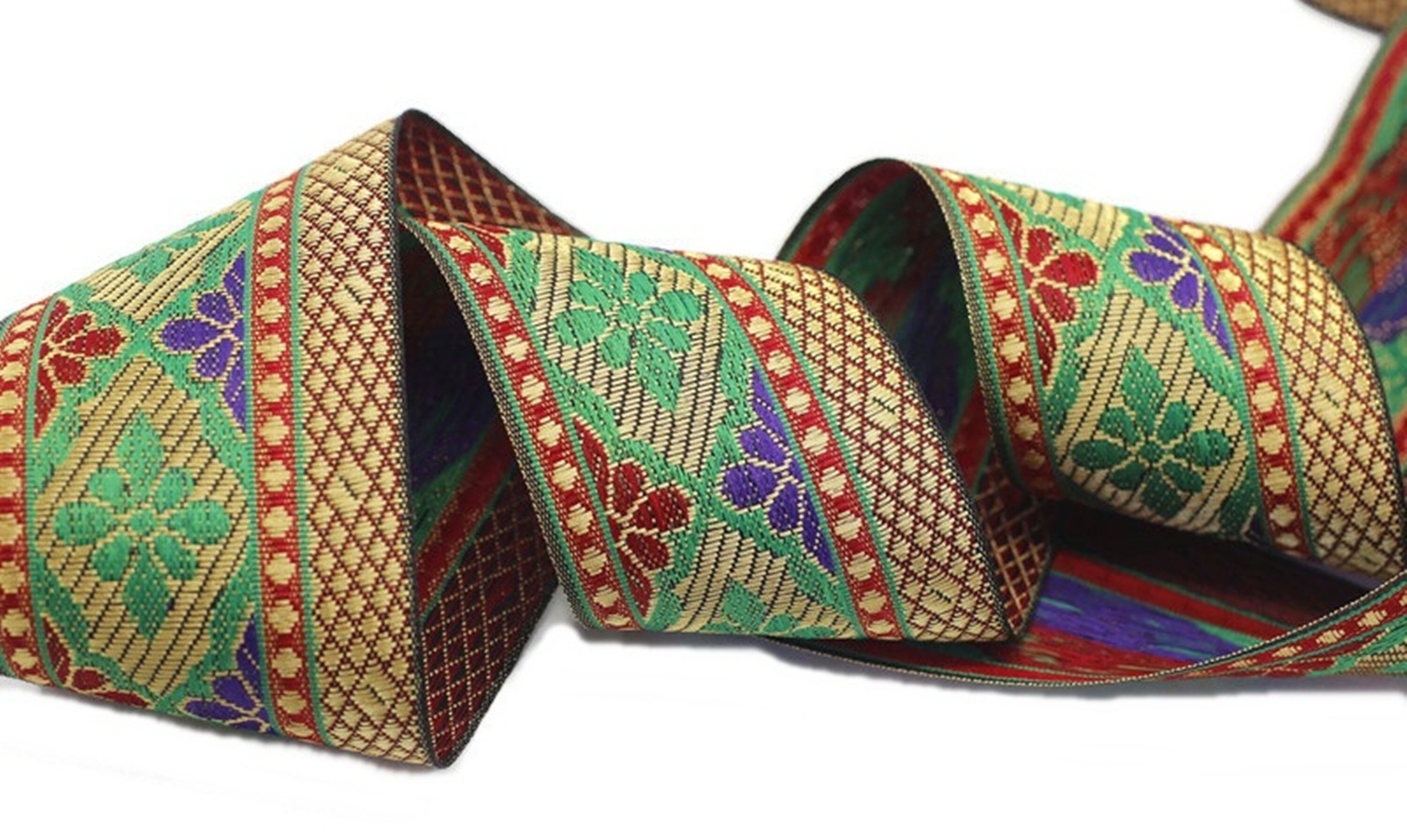 60 mm Colorfull indian ribbon woven ribbon Brocade trim | Etsy