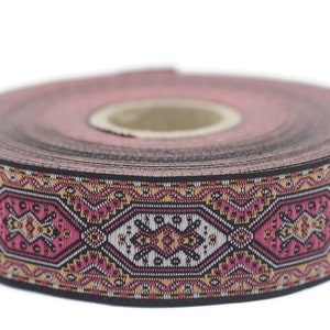 25 mm Pink Woven Jacquard ribbons (0.98 inches) jacquard trim, Decorative Craft Ribbon, Sewing trim, woven trim, embroidered ribbon, 25588