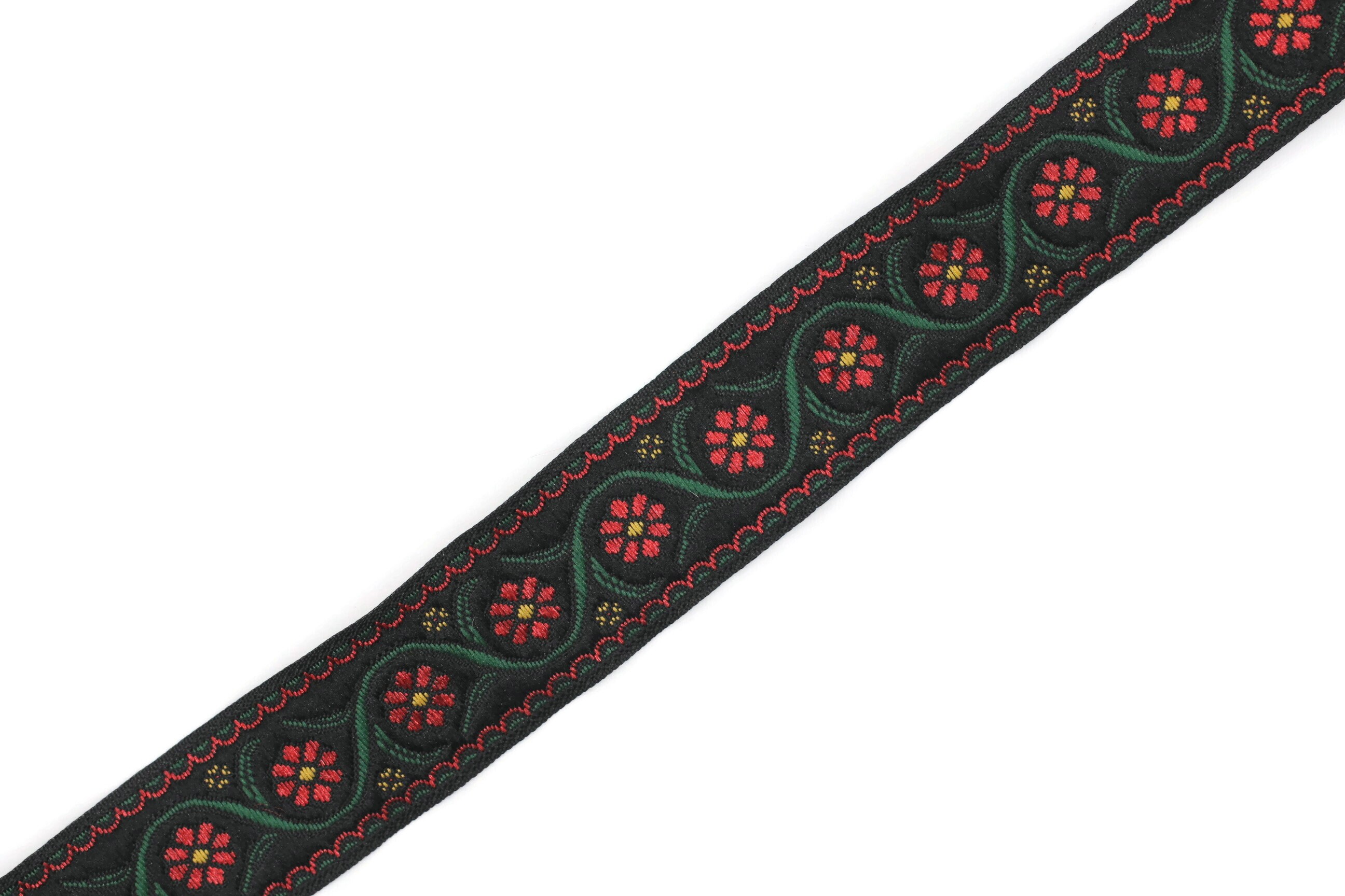 22 Mm Red Floral Embroidered Ribbon 0.86 Inches Vintage - Etsy