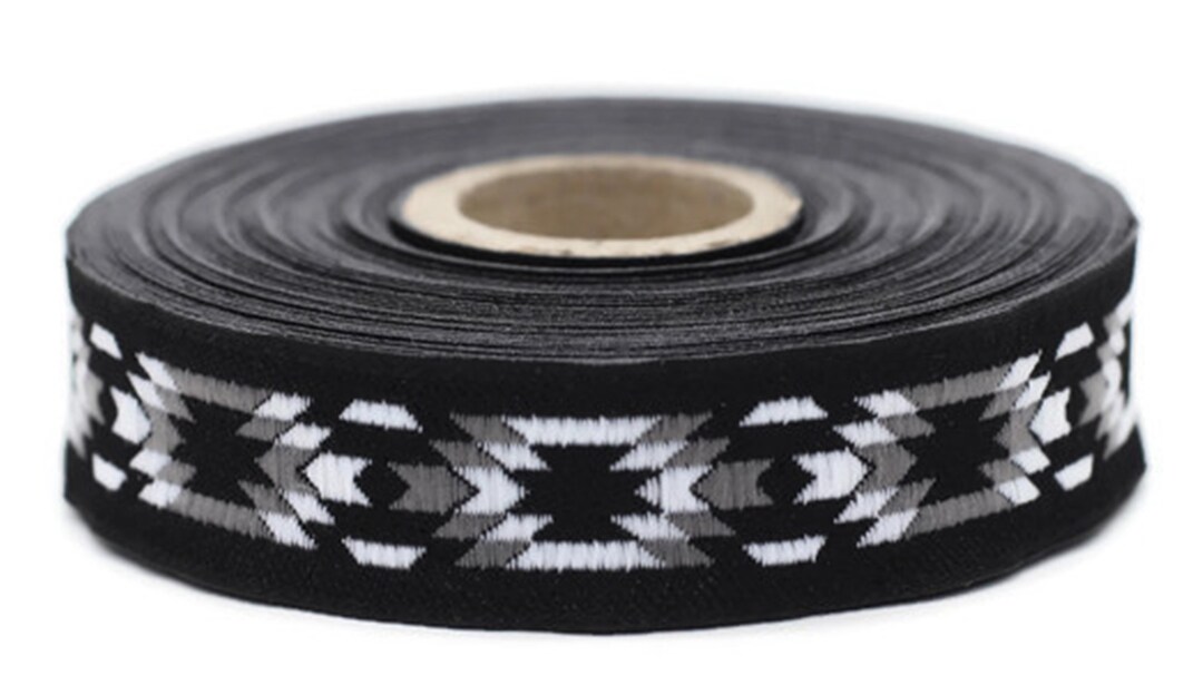20 Mm Gray Geometric Ribbon (0.78 Inch) | Geometric Trim | Jacquard ...