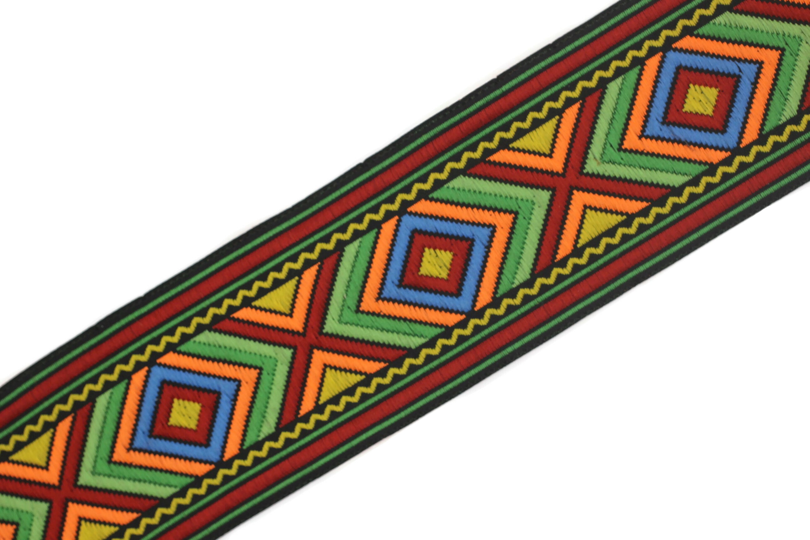 50 Mm Colorful African Motif Ribbon (1.96 Inches), Vintage Jacquard ...