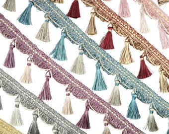 95 mm Tassel Fringe Trim in 11 Colors, 3.74 inches Gimp Header, lampshade trim by the yard, Fringe for Drapery, Tassel trim, Curtain Trim