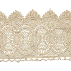 80mm 8 Meters Beige Bridal Guipure Lace Trim | 3.14 Inc Wide Lace Trim | Geometric Bridal Lace | French Guipure | Guipure Lace Fabric TRM80
