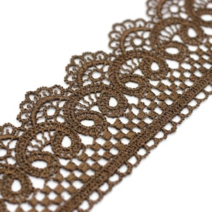 19.6 Yards Brown Bridal Guipure Lace Trim | 2.1 Inches Wide Lace Trim | Geometric Bridal Lace | French Guipure | Guipure Lace Fabric TRM53