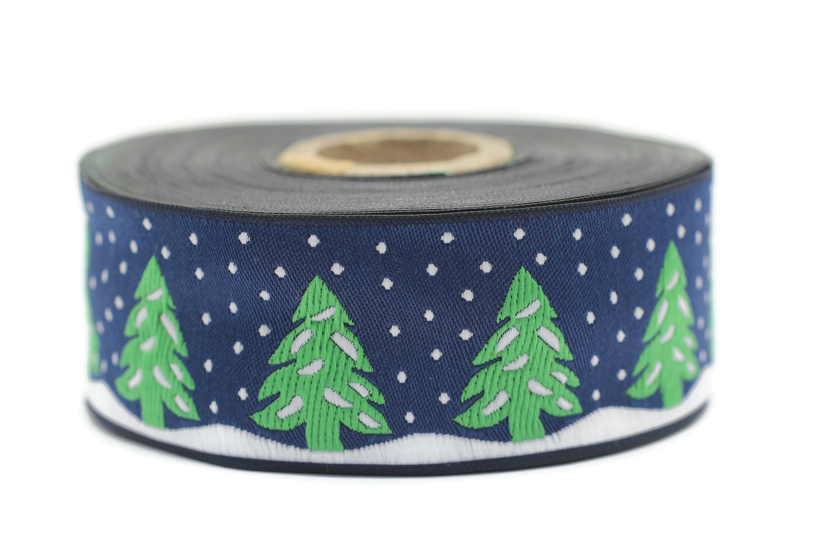 DELORIGIN Nastro Jacquard Con Foglie 36mm X 25m - Verde E Giallo, In Poliestere Per Cucito, Borse, Decorazioni E Confezioni Regalo - 3
