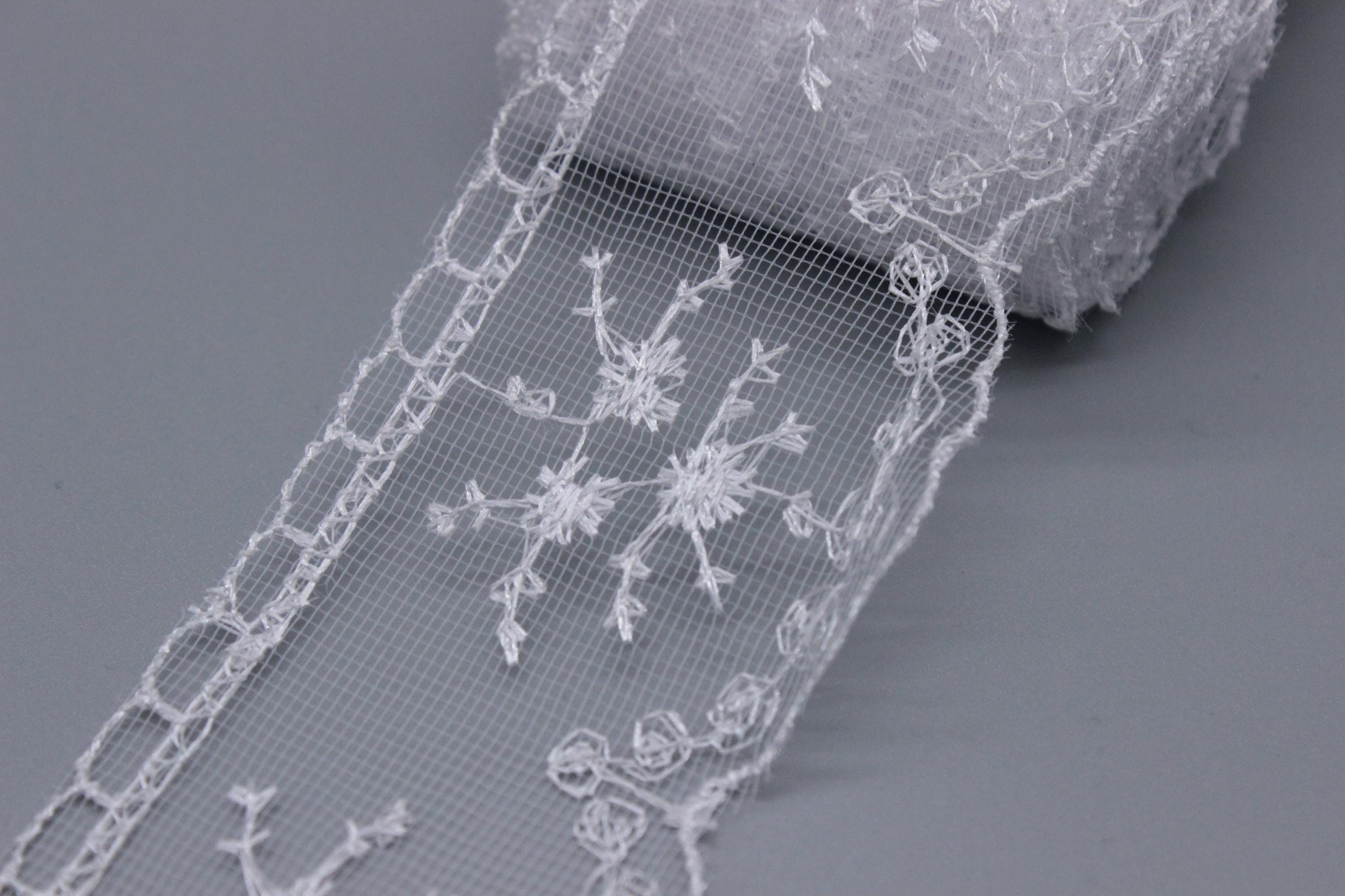 Adorno de encaje de organza blanco de 60 mm, encaje bordado, adorno de  encaje de 2,35 pulgadas, liga para diadema, adorno de encaje de tul floral,  para juegos, TRM60 - Etsy México, image size:3000x2000