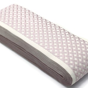 16.4 Yrd 100mm Beige&Pink Ribbons (3.93 inc, Meander Jacquard Trim, Drapery Trim Tape, Curtain Making Upholstery Fabric 179 V2