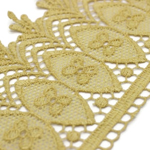 100mm 8 Mt. Yellow Bridal Guipure Lace Trim | 3.93 Inches Wide Lace Trim | Geometric Bridal Lace | French Guipure | Lace Fabric TRM100