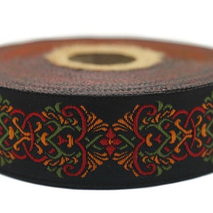 25 mm Celtic Knot Red Jacquard Ribbon (0.98&quot;), Sewing Trim, Dirndl Apron Trim, Dirndl Accessories, Drapery Trim Tape, Costume Trim 25976