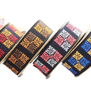 25 mm Colorfull Square Ribbons (0.98 inches), Geometric trim, jacquard trims, craft supplies, vintage trim, jacquard ribbons, 25705