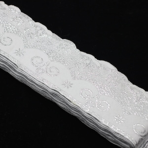 Rubans brodés argent 10 Mt. (2,5 pouces) 63 mm