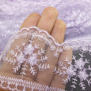 60 mm Lilac Organza Lace trim, embroidered lace, 2.35 inches lace trim, Headband Garter, Floral Tulle Lace Trim, for gaments, TRM60