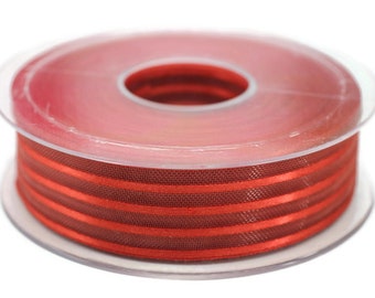 Red Satin Edged Organza Ribbon, 20 meters 25mm Organza Sheer Ribbon, Wedding Party Decoration for gift box