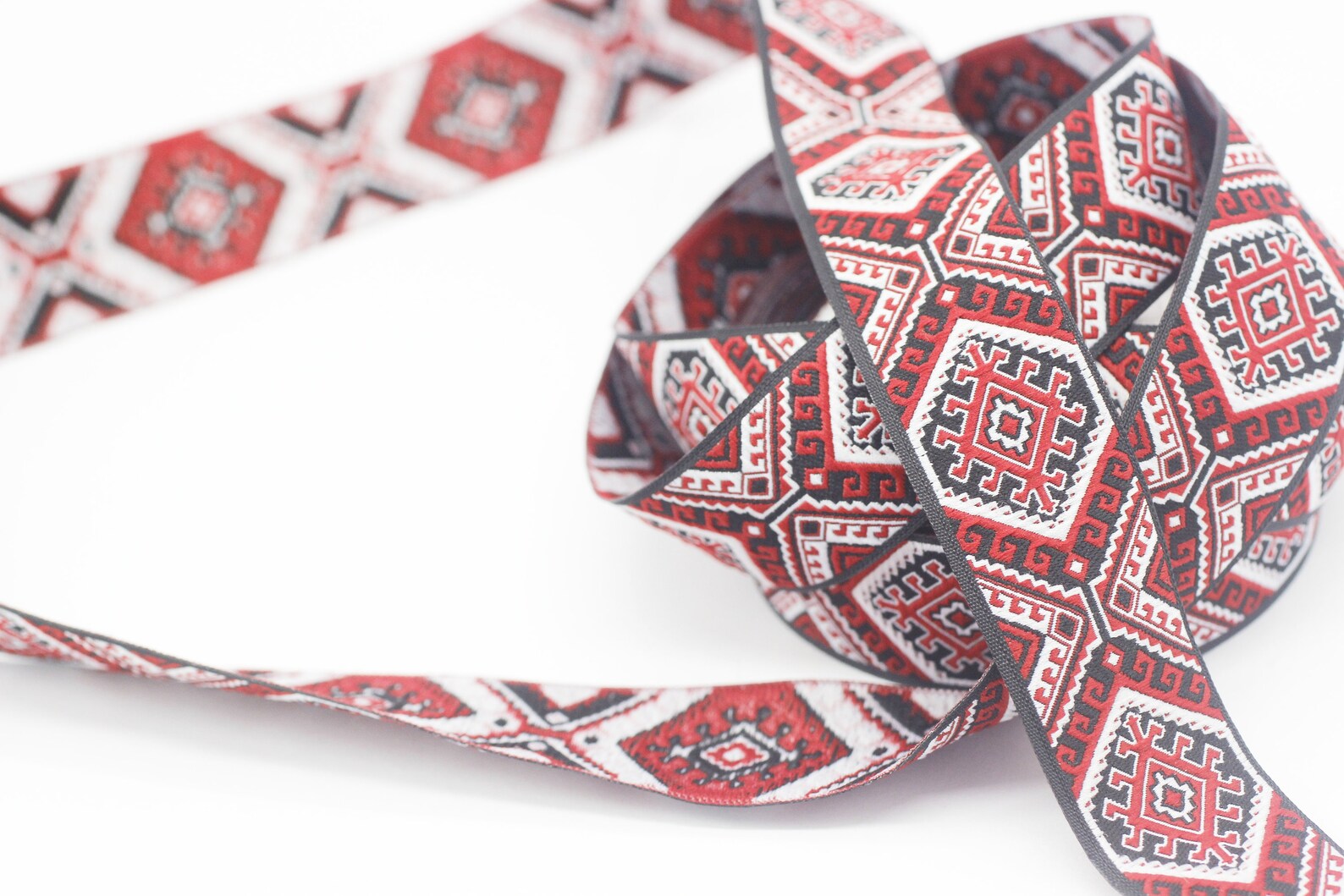 25mm Red/Black embroidered ribbon Jacquard ribbon 0.98 | Etsy