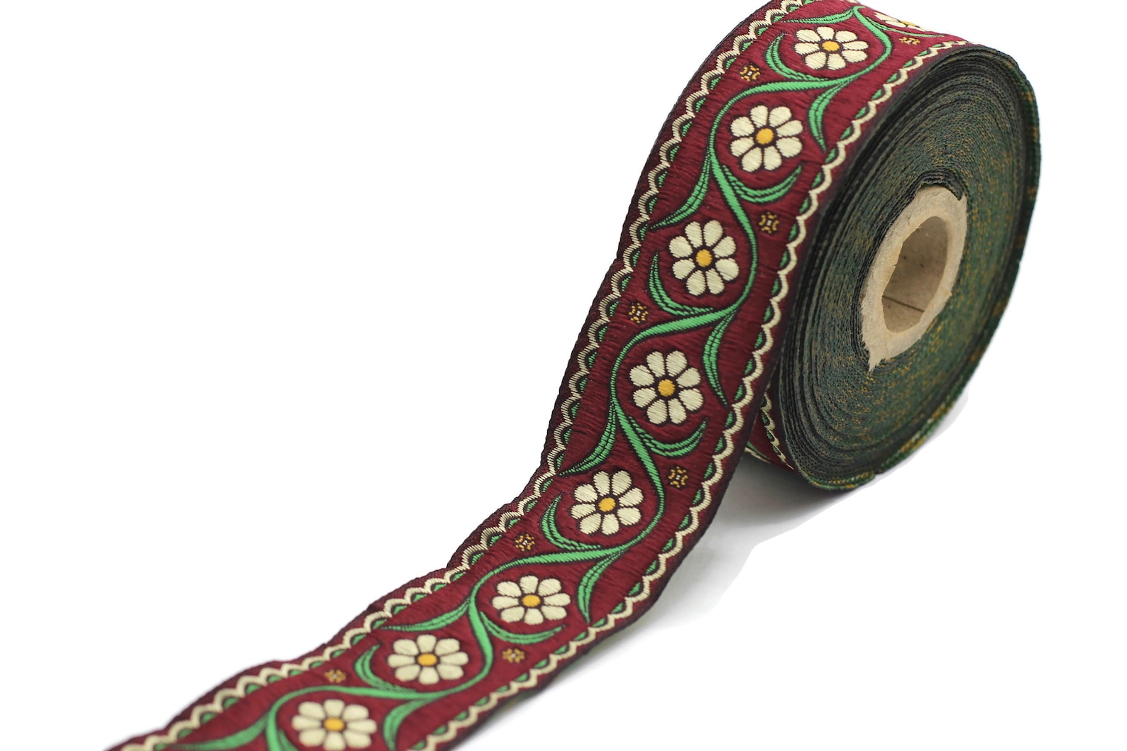 35 Mm Colorful Floral Embroidered Ribbon (1.37 Inches, Vintage Jacquard ...