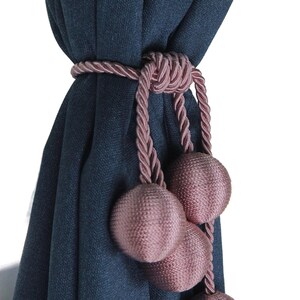 Holdback for curtain, rustic tie curtains, rope tie back, curtain tie, Pink curtain treatment, curtain holder, tie for curtains, tieback