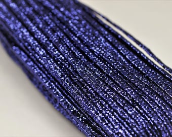 Cordão Soutache - Cordão trançado azul metálico - Cordão torcido de 2 mm - Acabamento Soutache - Cordão para joias - Joias Soutache - Suprimentos Soutache
