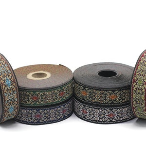 25 mm Japanese Yuzen Jacquard Ribbons (0.98 inches), Upholstery Fabric, Woven Trim, Drapery Curtain Making Border 25939