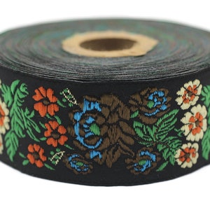 35 mm Green Floral Embroidered ribbon (1.37 inch), Vintage Jacquard trim, Floral ribbon, Sewing trim, Jacquard trim, Jacquard ribbon, 35097