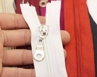 5 Pcs White Metal zippers, open bottom, 30-100cm (7-40inches) zipper, Jacket Zipper, dress zipper, zipper for Jacket, zipper, dress zipper