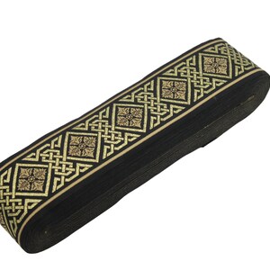2.7&quot; Embroidery Trim for Drapes, 16 Yards in one Continuous Sewing Trim,Jacquard Ribbon, Curtains, Drapery Banding, Drapery Trim Tape 198 V5